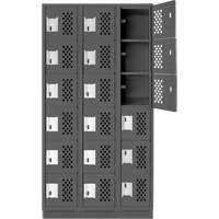 Assembled Lockerettes Clean Line Perforated Economy Lockers, 6 -tier, Bank of 3, 18" x 72" x 12", Steel M & M Nord Ouest Inc