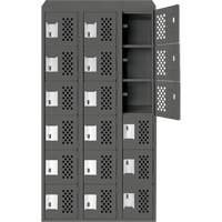 Assembled Lockerettes Clean Line Perforated Economy Lockers, 6 -tier, Bank of 3, 18" x 72" x 12", Steel M & M Nord Ouest Inc