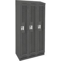 Clean Line Lockers, Bank of 3, 36" x 12" x 82", Steel, Charcoal, Rivet (Assembled), Perforated M & M Nord Ouest Inc