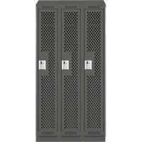 Clean Line Lockers, Bank of 3, 36" x 12" x 82", Steel, Charcoal, Rivet (Assembled), Perforated M & M Nord Ouest Inc