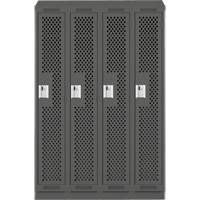 Clean Line Lockers, Bank of 4, 48" x 12" x 82", Steel, Charcoal, Rivet (Assembled), Perforated M & M Nord Ouest Inc