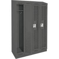 Clean Line Lockers, Bank of 4, 48" x 12" x 82", Steel, Charcoal, Rivet (Assembled), Perforated M & M Nord Ouest Inc