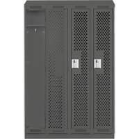 Clean Line Lockers, Bank of 4, 48" x 12" x 82", Steel, Charcoal, Rivet (Assembled), Perforated M & M Nord Ouest Inc