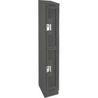 Clean Line Lockers, 2 -tier, 12" x 18" x 82", Steel, Charcoal, Rivet (Assembled), Perforated M & M Nord Ouest Inc
