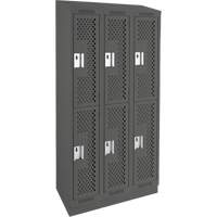 Clean Line Lockers, 2 -tier, Bank of 3, 36" x 18" x 82", Steel, Charcoal, Rivet (Assembled), Perforated M & M Nord Ouest Inc