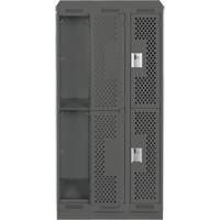 Clean Line Lockers, 2 -tier, Bank of 3, 36" x 18" x 82", Steel, Charcoal, Rivet (Assembled), Perforated M & M Nord Ouest Inc