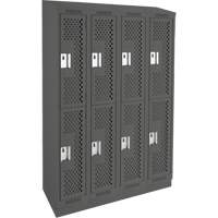 Clean Line Lockers, 2 -tier, Bank of 4, 48" x 18" x 82", Steel, Charcoal, Rivet (Assembled), Perforated M & M Nord Ouest Inc