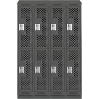 Clean Line Lockers, 2 -tier, Bank of 4, 48" x 18" x 82", Steel, Charcoal, Rivet (Assembled), Perforated M & M Nord Ouest Inc