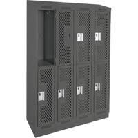 Clean Line Lockers, 2 -tier, Bank of 4, 48" x 18" x 82", Steel, Charcoal, Rivet (Assembled), Perforated M & M Nord Ouest Inc