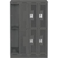 Clean Line Lockers, 2 -tier, Bank of 4, 48" x 18" x 82", Steel, Charcoal, Rivet (Assembled), Perforated M & M Nord Ouest Inc