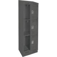 Clean Line Lockers, 3 -tier, Bank of 2, 24" x 12" x 82", Steel, Charcoal, Rivet (Assembled), Perforated M & M Nord Ouest Inc