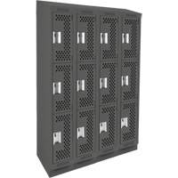 Clean Line Lockers, 3 -tier, Bank of 4, 48" x 12" x 82", Steel, Charcoal, Rivet (Assembled), Perforated M & M Nord Ouest Inc