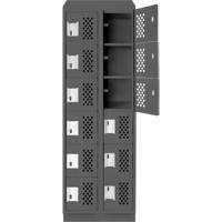 Assembled Lockerettes Clean Line Perforated Economy Lockers, 6 -tier, Bank of 2, 18" x 72" x 12", Steel M & M Nord Ouest Inc