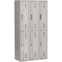 Concorde Heavy-Duty Lockers, 2 -tier, Bank of 3, 36" x 18" x 72", Steel, Grey, Welded (Assembled) M & M Nord Ouest Inc