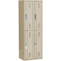 Concorde Heavy-Duty Lockers, 2 -tier, Bank of 2, 24" x 18" x 72", Steel, Beige, Welded (Assembled) M & M Nord Ouest Inc