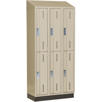 Concorde Heavy-Duty Lockers, 2 -tier, Bank of 3, 36" x 18" x 82", Steel, Beige, Welded (Assembled) M & M Nord Ouest Inc
