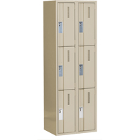 Concorde Heavy-Duty Lockers, 3 -tier, Bank of 2, 24" x 18" x 72", Steel, Beige, Welded (Assembled) M & M Nord Ouest Inc