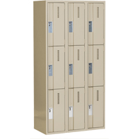 Casiers robustes Concorde, 3 niveaux, Bloc de 3, 36" x 18" x 72", Acier, Beige, Soud&eacute; (assembl&eacute;) M & M Nord Ouest Inc