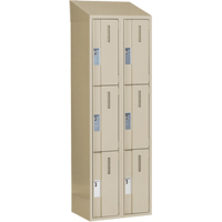 Concorde Heavy-Duty Lockers, 3 -tier, Bank of 2, 24" x 18" x 78", Steel, Beige, Welded (Assembled) M & M Nord Ouest Inc