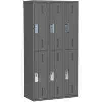 Concorde Heavy-Duty Lockers, 2 -tier, Bank of 3, 36" x 18" x 72", Steel, Charcoal, Welded (Assembled) M & M Nord Ouest Inc