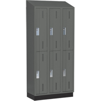 Concorde Heavy-Duty Lockers, 2 -tier, Bank of 3, 36" x 18" x 82", Steel, Charcoal, Welded (Assembled) M & M Nord Ouest Inc