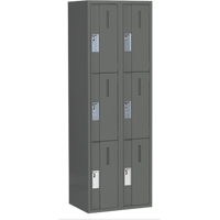 Concorde Heavy-Duty Lockers, 3 -tier, Bank of 2, 24" x 18" x 72", Steel, Charcoal, Welded (Assembled) M & M Nord Ouest Inc