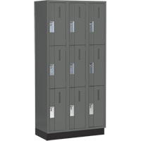 Concorde Heavy-Duty Lockers, 3 -tier, Bank of 3, 36" x 18" x 76", Steel, Charcoal, Welded (Assembled) M & M Nord Ouest Inc