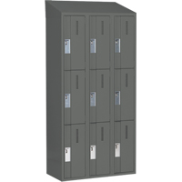Concorde Heavy-Duty Lockers, 3 -tier, Bank of 3, 36" x 18" x 78", Steel, Charcoal, Welded (Assembled) M & M Nord Ouest Inc