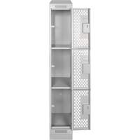 Clean Line Lockers, 3 -tier, 12" x 12" x 72", Steel, Grey, Rivet (Assembled), Perforated M & M Nord Ouest Inc