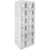 Clean-Line Perforated Lockerette, 6 -tier, Bank of 2, 15" x 72" x 12", Steel M & M Nord Ouest Inc