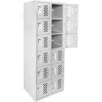 Clean-Line Perforated Lockerette, 6 -tier, Bank of 2, 15" x 72" x 12", Steel M & M Nord Ouest Inc