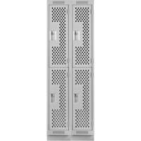Clean Line Lockers, 2 -tier, Bank of 2, 24" x 18" x 76", Steel, Grey, Rivet (Assembled), Perforated M & M Nord Ouest Inc