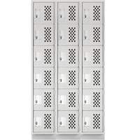 Assembled Lockerettes Clean Line Perforated Economy Lockers, 6 -tier, Bank of 3, 18" x 72" x 12", Steel M & M Nord Ouest Inc