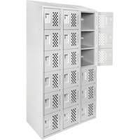 Assembled Lockerettes Clean Line Perforated Economy Lockers, 6 -tier, Bank of 3, 18" x 72" x 12", Steel M & M Nord Ouest Inc