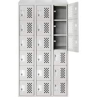 Assembled Lockerettes Clean Line Perforated Economy Lockers, 6 -tier, Bank of 3, 18" x 72" x 12", Steel M & M Nord Ouest Inc