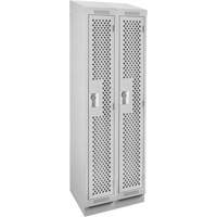 Clean Line Lockers, Bank of 2, 24" x 12" x 82", Steel, Grey, Rivet (Assembled), Perforated M & M Nord Ouest Inc