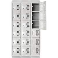 Assembled Lockerettes Clean Line Perforated Economy Lockers, 6 -tier, Bank of 3, 18" x 72" x 12", Steel M & M Nord Ouest Inc