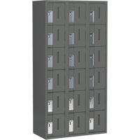 Concorde Heavy-Duty Lockers, 6 -tier, Bank of 3, 36" x 18" x 72", Steel, Charcoal, Welded (Assembled) M & M Nord Ouest Inc