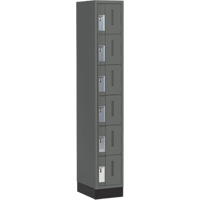 Concorde Heavy-Duty Lockers, 6 -tier, 12" x 18" x 76", Steel, Charcoal, Welded (Assembled) M & M Nord Ouest Inc