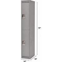 Lockers, 2 -tier, 12" x 18" x 72", Steel, Grey, Knocked Down M & M Nord Ouest Inc