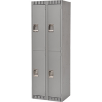 Lockers, 2 -tier, Bank of 2, 24" x 18" x 72", Steel, Grey, Knocked Down M & M Nord Ouest Inc