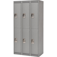 Lockers, 2 -tier, Bank of 3, 36" x 18" x 72", Steel, Grey, Knocked Down M & M Nord Ouest Inc