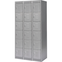 Lockers, 6 -tier, Bank of 3, 36" x 18" x 72", Steel, Grey, Knocked Down M & M Nord Ouest Inc