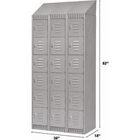 Lockers, 6 -tier, Bank of 3, 36" x 18" x 82", Steel, Grey, Knocked Down M & M Nord Ouest Inc