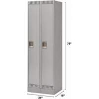 Lockers, Bank of 2, 24" x 18" x 76", Steel, Grey, Knocked Down M & M Nord Ouest Inc
