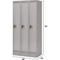 Lockers, Bank of 3, 36" x 18" x 76", Steel, Grey, Knocked Down M & M Nord Ouest Inc