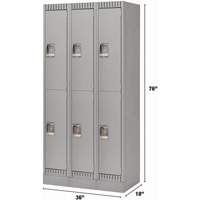 Lockers, 2 -tier, Bank of 3, 36" x 18" x 76", Steel, Grey, Knocked Down M & M Nord Ouest Inc