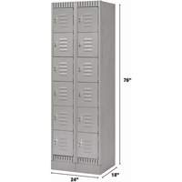 Lockers, 6 -tier, Bank of 2, 24" x 18" x 76", Steel, Grey, Knocked Down M & M Nord Ouest Inc