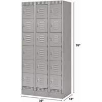 Lockers, 6 -tier, Bank of 3, 36" x 18" x 76", Steel, Grey, Knocked Down M & M Nord Ouest Inc