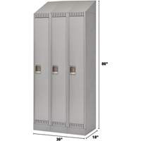 Lockers, Bank of 3, 36" x 18" x 86", Steel, Grey, Knocked Down M & M Nord Ouest Inc